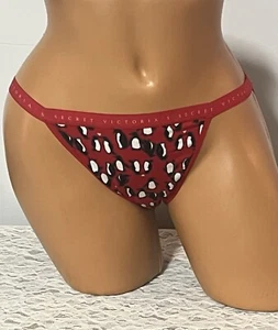 Victoria's Secret Bikini Red Penguin Candy Cane Panties Logo Waist Size XL - Picture 1 of 13