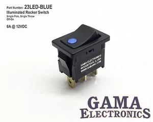Mini interruptor balancín apagado de un solo polo de 10 amperios con iluminación azul de 12 V - Imagen 1 de 3