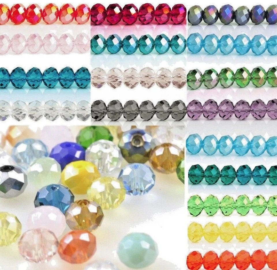 Faceted Rondelle Crystal Czech Glass Beads 2x3,3x4,4x6 &6x8mm  COLOUR Jewellery - Image 1 of 3