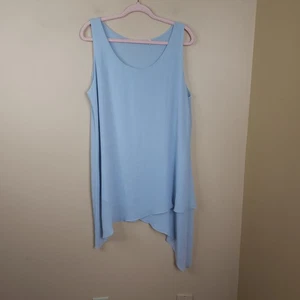 Túnica Soft Surroundings azul transparente sin mangas talla L - Imagen 1 de 9