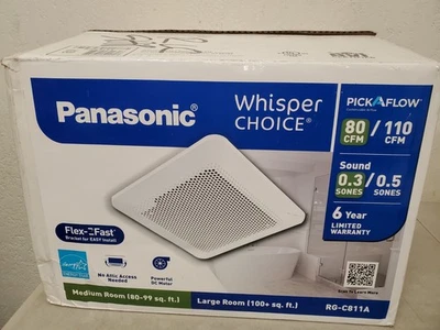 Panasonic Whisper Choice DC 80/110 CFM Ceiling Bathroom Exhaust Fan (RG-C811A) - Image 1 of 4