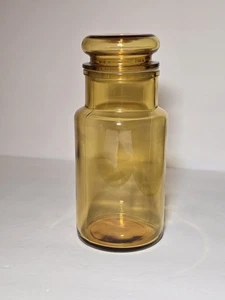 Vintage Französisch Bernstein Gelb Glas Küche Vorratsglas Apotheker Blase Deckel 8,5" - Bild 1 von 10