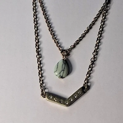 Vintage Premier Designs Necklace Gold Tone Layered Faux Stone Crystal Boho - Image 1 of 4