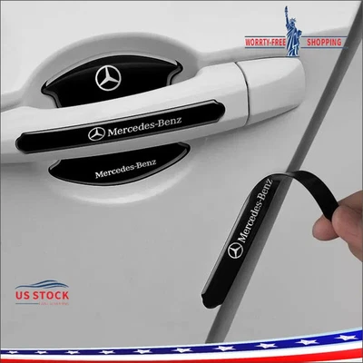 8× Black Car Door Handle Bowl Scratch Sticker Protector Film For Mercedes Benz - Image 1 of 4