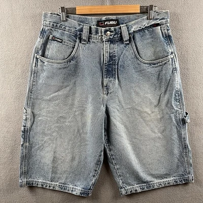 FUBU Shorts Mens 36 Blue Carpenter Denim Jean Skater Baggy Jorts 90s Y2K Vintage - Image 1 of 4