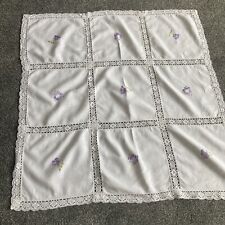 vintage hand embroidered linen tablecloth
