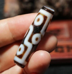 Magische Energie Tibetischer alter Achat ölige Patina Faltlinie 9 Augen dZi Perle für Schmuck - Bild 1 von 9