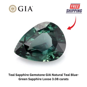 Teal Sapphire Gemstone GIA Natural Teal Blue-Green Sapphire Loose 3.08 carats - Picture 1 of 5