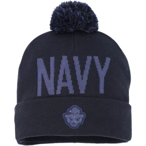 NEW Under Armour Naval Academy Midshipmen Navy Cuffed Pom Hat Winter Cap Beanie - Picture 1 of 8