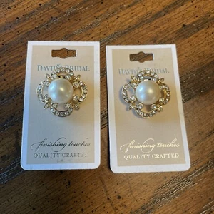 NEW Formal Shoe Clips Rhinestones Pearl Finishing Touches David’s Bridal - Picture 1 of 5