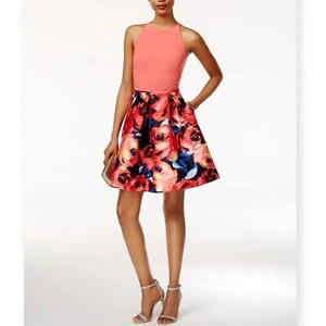 Neu Adrianna Papell Fit & Flare Kleid mit Blumenmuster und Kastenfalten Größe: 6P - Bild 1 von 7