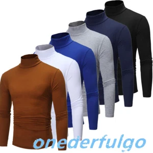Men's Turtleneck Pullover Long Sleeve Jumper Tops Warm Casual Slim Fit AU - Picture 1 of 114