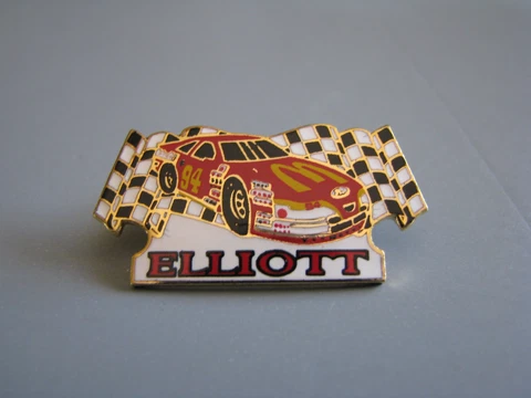 BILL ELLIOTT #94 McDONALDS FORD THUNDERBIRD CHECKER FLAG NASCAR RACING HAT PIN Cover