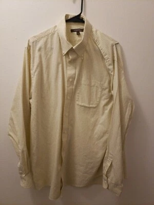 Camisa de vestir a cuadros amarilla con botones para hombre NORDSTROM TRADICIONAL 17 x 36 algodón. Foto 1 de 4
