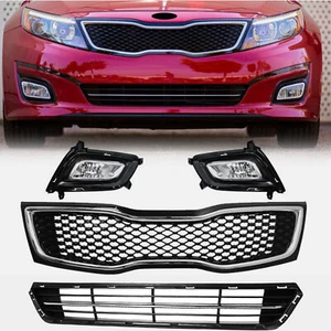 For 2014 2015 Kia Optima Front Upper&Lower Bumper Grille Halogen Fog lights 4PCS - Bild 1 von 15