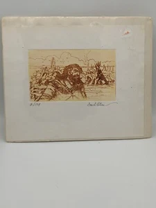 Don A.Peters French Trapper Native American Women Cooking Bathing Teepee Etching - Picture 1 of 4