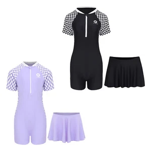 Girls Outfits Bodysuit Set Surfing Suit Short Sleeve Costume Swimwear Summer - Picture 1 of 27
