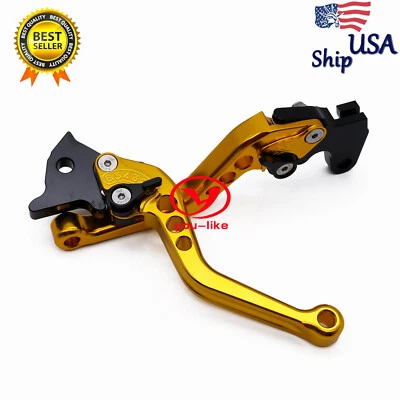Palancas de embrague de freno cortas CNC doradas manuales para Honda CBR1000RR/FIREBLADE 2004-2007 Foto 1 de 4