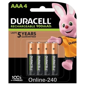 NEW GENUINE DURACELL RECHARGEABLE NiMH AAA 900mAh 1.2V 1x PACK = 4x BATTERIES - Picture 1 of 11