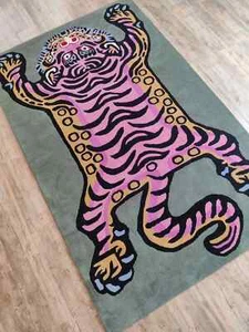 Hand Tufted Wool Carpets, Tibetan Tiger Rugs, Custom Size Carpets for kids room. - Picture 1 of 6