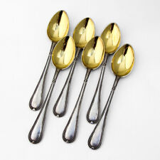Russian Engraved 6 Teaspoons Set Gilt Bowls 84 Standard Silver