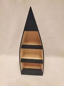Wooden Boat Freestanding Wall Hanging 3 Tier Display Shelf Curio 11-3/4" tall - Picture 1 of 6