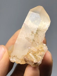 RARE Self-Healed Tangerine Lemurian Natural Quartz Wand Crystal Brazil 26.2g N5 - Picture 1 of 12