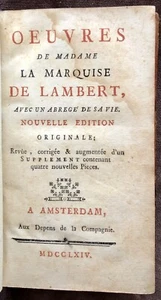 1764 OEUVRES DE MADAME LA MARQUISE DE LAMBERT avec un abrégé de sa vie - Picture 1 of 6