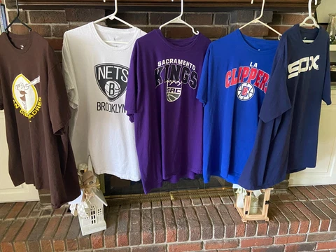 5 Shirts: KINGS, PADRES, NETS, CLIPPERS, WHITE SOX MLB & NBA Men's XXXL Fanatics Cover