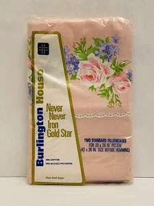 Vintage Burlington House Standard Pillowcases (2-Pack) Pink Floral NOS - Picture 1 of 6