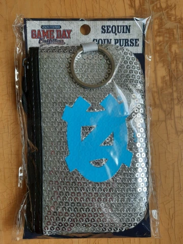 Game Day Outfitters UNC Tarheels Sequin Coin Purse ID Holder New Cover