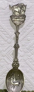 DAI Holland Yellowstone Collectible Spoon Buffalo Deer Silver - Imagen 1 de 7