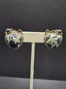 vintage J. Hemmel 14k gold sterling silver and gemstone earrings - Picture 1 of 7