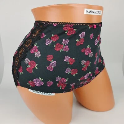 LANE BRYANT CACIQUE PLUS COTTON FULL BRIEF 18/20 PANTY 黑色粉红色玫瑰花 — 第 1/4 张图片
