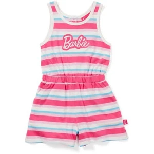 Barbie Girls Pink Striped Playsuit - Size 7 - Brand New - Picture 1 of 4