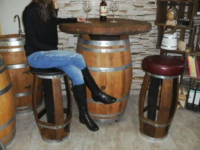 FASS BARHOCKER TRESENHOCKER WEINFASS EICHENFASS FASSSTUHL STEHTISCHHOCKER SITZ - Bild 1 von 4