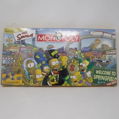 The Simpsons Monopoly Board Game Welcome To Springfield 2001 SEALED, READ - Image 1 of 4