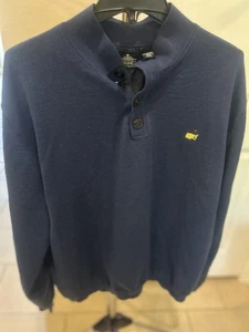 Men’s Clubhouse Collection Masters 1/4 Button Lined Pullover Sweater Blue XXL - Picture 1 of 4
