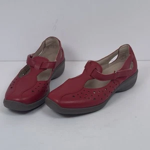 Hotter Sphere Women Red Leather Flat Mary Jane Shoes Comfort Size 4 Exf ( A5) - Picture 1 of 10