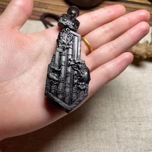 Authentischer Hetian Jade Anhänger Buddha Dämon doppelseitige Schnitzerei Unisex Halskette - Bild 1 von 7