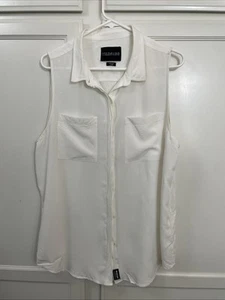 Wildfang The Empower White Sleeveless Button Up Size Large - Picture 1 of 10
