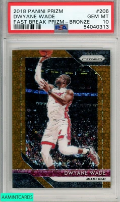 2018 PANINI PRIZM DWYANE WADE #206 FAST BREAK BRONZE PSA 10 GEM MT - Image 1 of 3