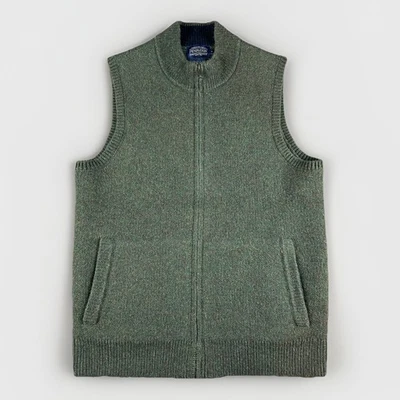 Pendleton Washable Wool Vest Green Knit Full Zip Fleece Lined Mens Medium - Image 1 of 4
