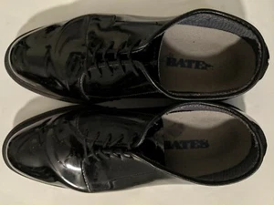 Bates Vibram Oxfords Black High Gloss Style 00941A Size 9 E Uniform Shoes - Picture 1 of 12