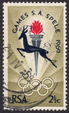 1969 South Africa - SC# 353 - Springbok, Torch and Rings - Used