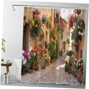 European Shower Curtain with Nature Scene,3D Printing Mediterranean Greece - Picture 1 of 8