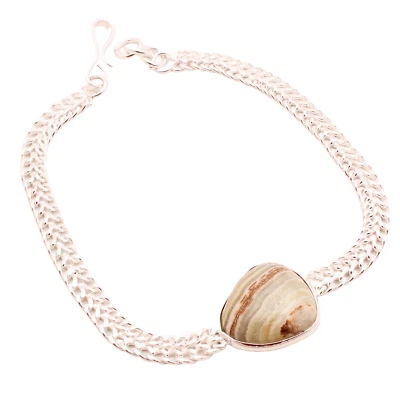 Botswana Achat Edelstein Versilbert Armband Handmade Schmuck Geschenk 10 G - Bild 1 von 3