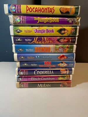 Disney Vhs Lot of 10 Black Label Masterpiece Collection, BANNED Little Mermaid!! Foto 1 de 4