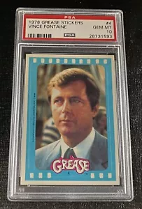 1978 Grease Stickers PSA 10 Topps Card #4 Vince Fontaine Classic Movie Gem Mint - Picture 1 of 2