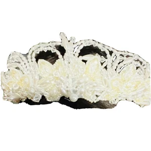 bridal headpiece tiara crown pearls sequins floral - Picture 1 of 6
